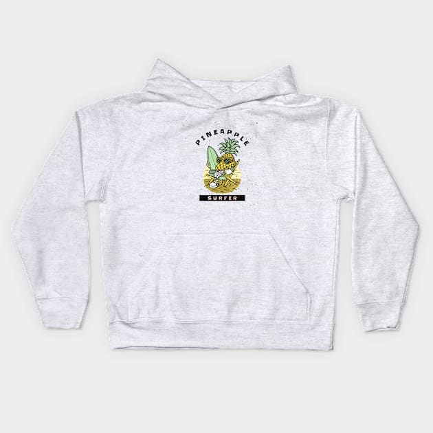 pineapple surfer Kids Hoodie by Renemo3osow